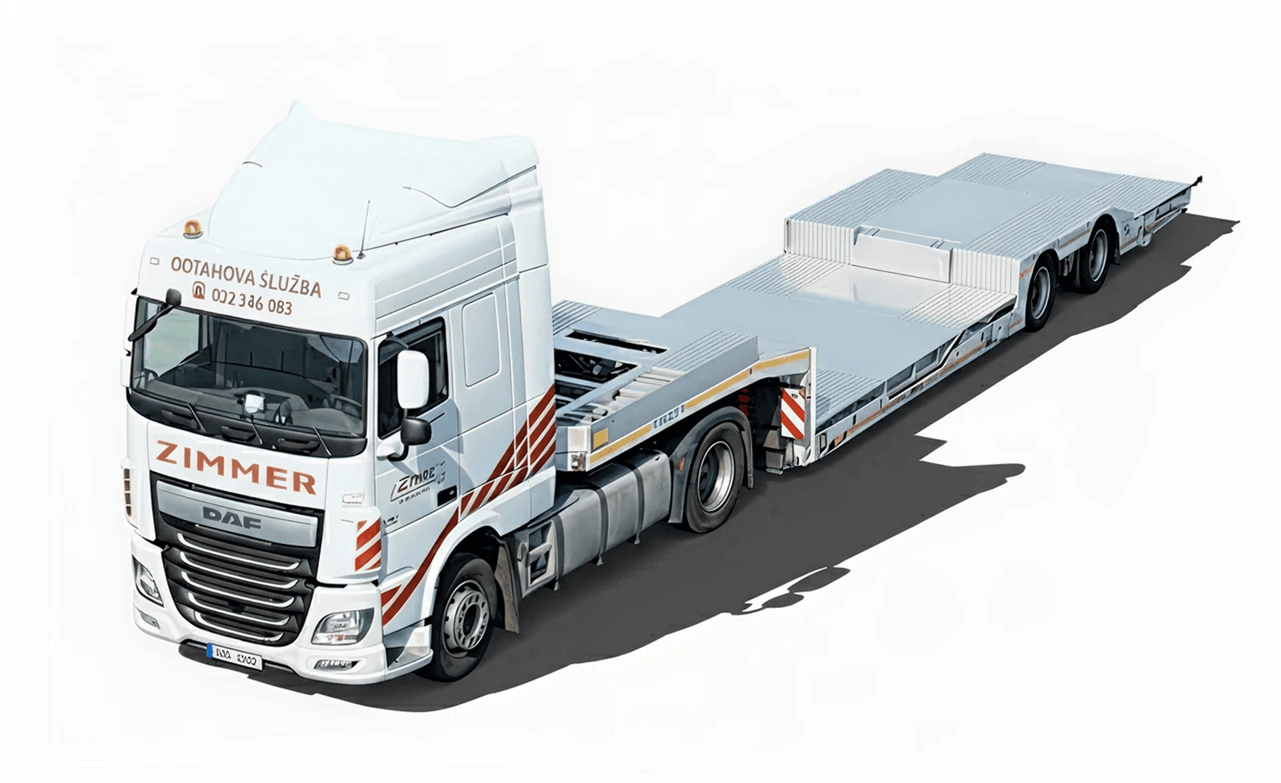DAF XF 105 + naczepa niskopodwoziowa